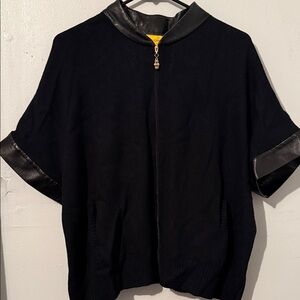 St. John Black Garment with Leather Accents